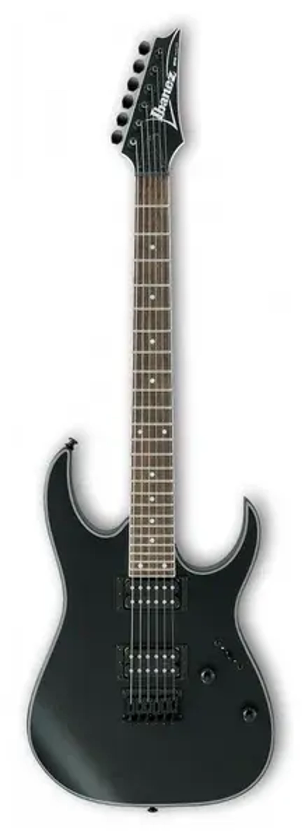 IBANEZ RG421EX-BKF электрогитара, форма Superstrat, корпус из красного дерева, гриф из клена с накладкой из палисандра. 24 лада, мензура 25.5", бридж: фиксированный, электроника: пассивная, цвет черный.