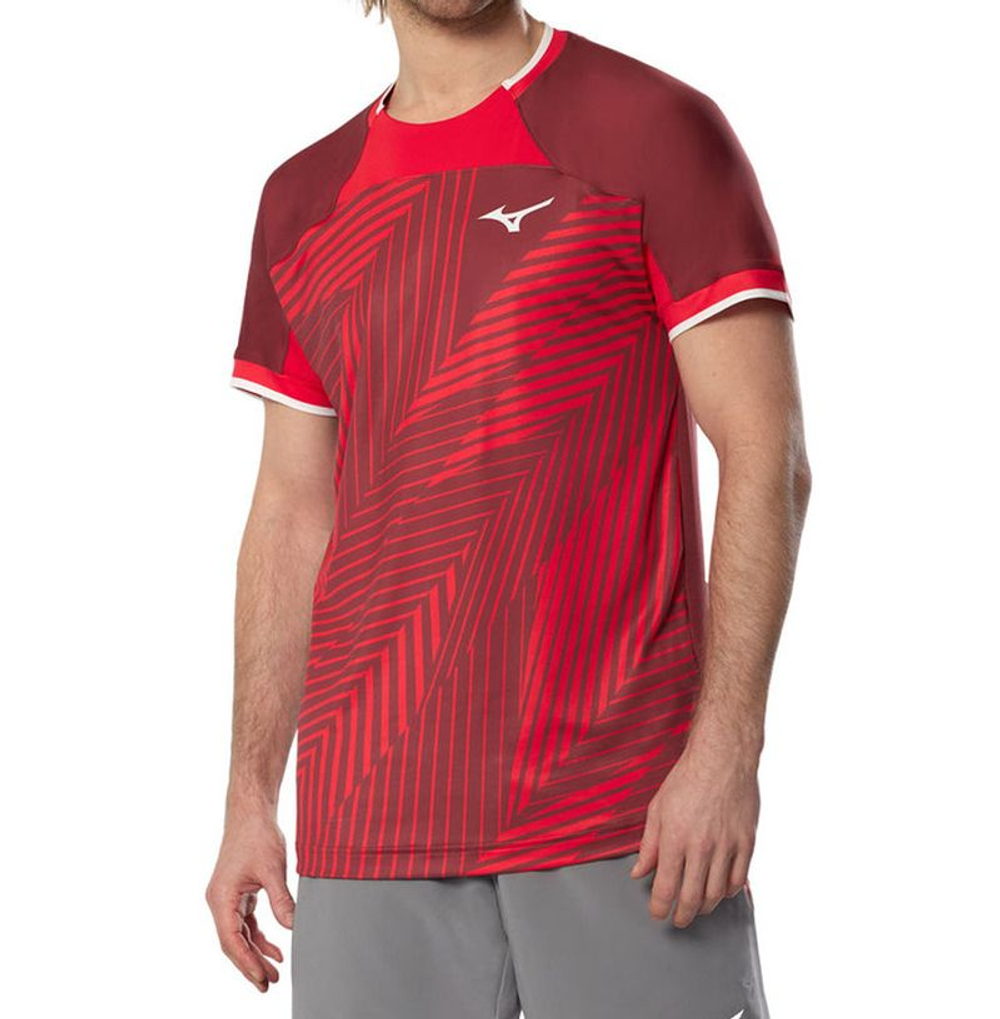 Мужская теннисная футболка Mizuno Stargazer Shadow Graphic Short-Sleeve - sun dried tomato