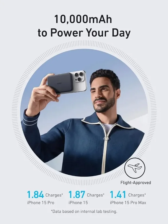 Внешний аккумулятор Anker MagGo Power Bank 10000 mAh A1664 черный УЦЕНКА