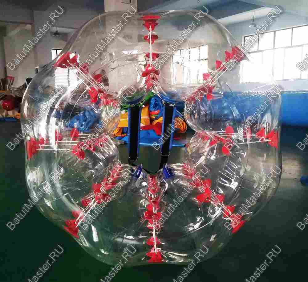 Бампербол ТПУ, диаметр 1 м, с красными держателями