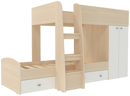 Двухъярусная кровать КарИВи Голден Кидс 2  Дуб Молочный Белый
