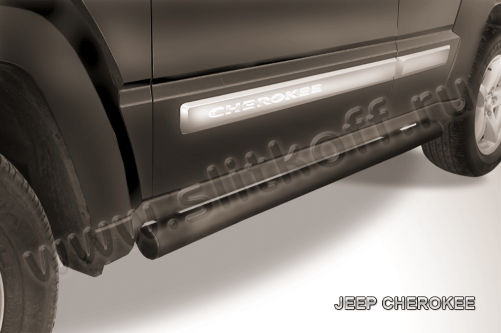 Пороги стальные Jeep Cherokee KK (2007-2012) d76 труба (черные)