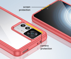 Чехол усиленный прозрачный с красными рамками для Xiaomi Mi 12T и Mi 12T Pro, мягкий отклик кнопок