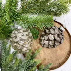 Елочное украшение Шишка от белки 10 см., светло-бежевый, стекло, 1 шт., Christmas DeLuxe (88122/2)