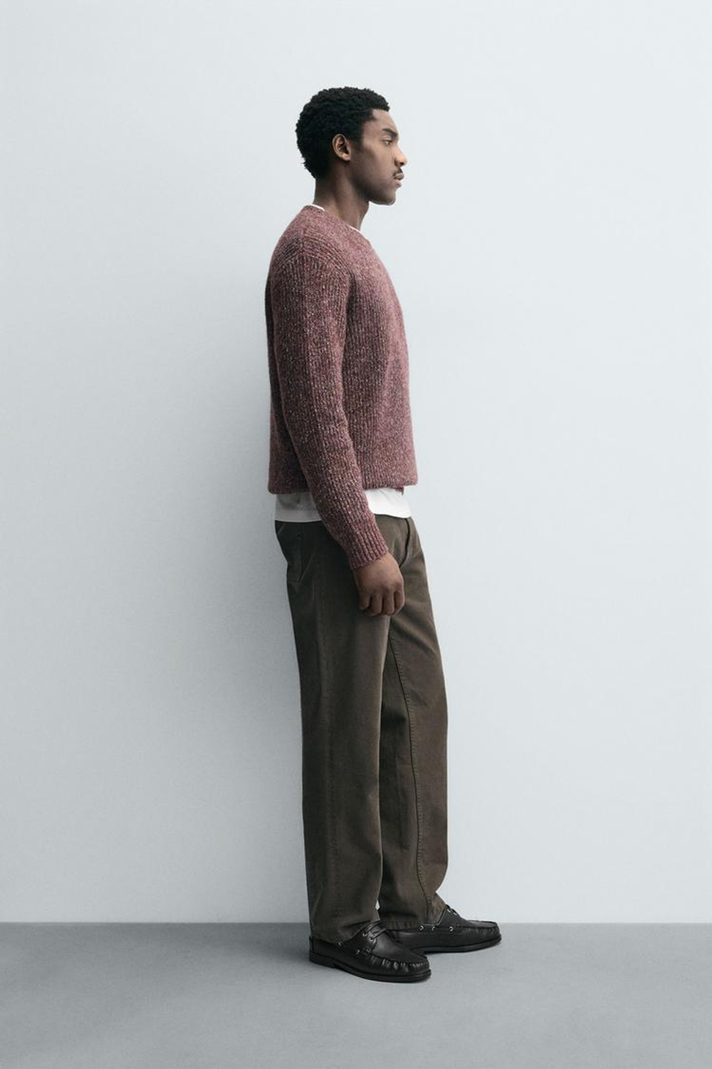 ZARA СВИТЕР В ПОЛОСКУ ИЗ СМЕСОВОЙ ШЕРСТИ, БУРГУНДИ