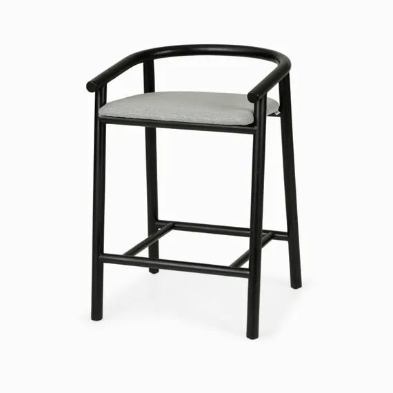 Полубарный стул Tout, 65 см, черный с серой обивкой