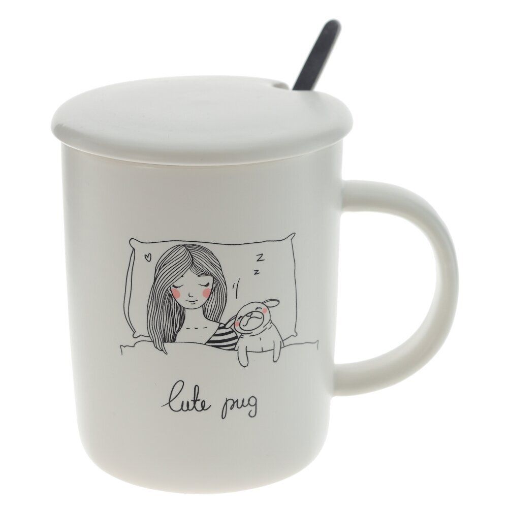 GAEM Кружка с крышкой и ложкой, 350 мл, L11,5 W8 H11 см, 4в.