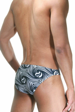 Черно-белые мужские трусы-слипы (Размер: L) (Цвет: черный с белым)