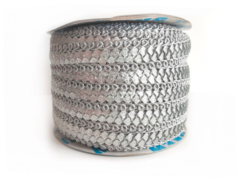 Тесьма металлизированная "Чешуя" 1,5см серебро
