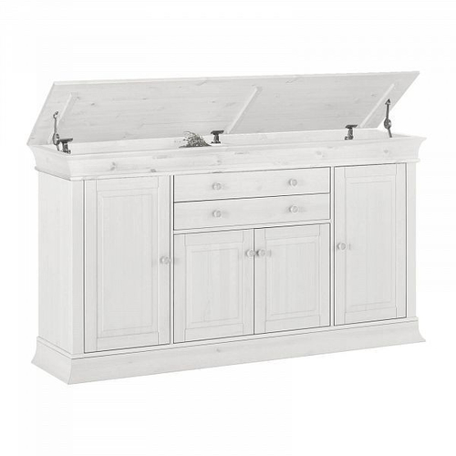 Комод для вещей с ящиками и дверцами деревянный широкий и вместительный Бостон А-КД (белый воск), 181x100x45 см