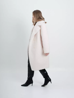 Шуба из овечьей шерсти, жемчужная, SilverFox