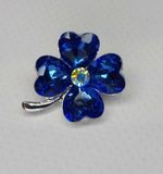 Брошь. Брошка. Клевер-четырехлистник — символ удачи. Цвет синий