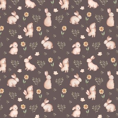 Зайки на полянке (темный фон)