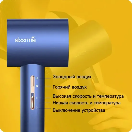Фен для волос Deerma DEM-CF15W, синий