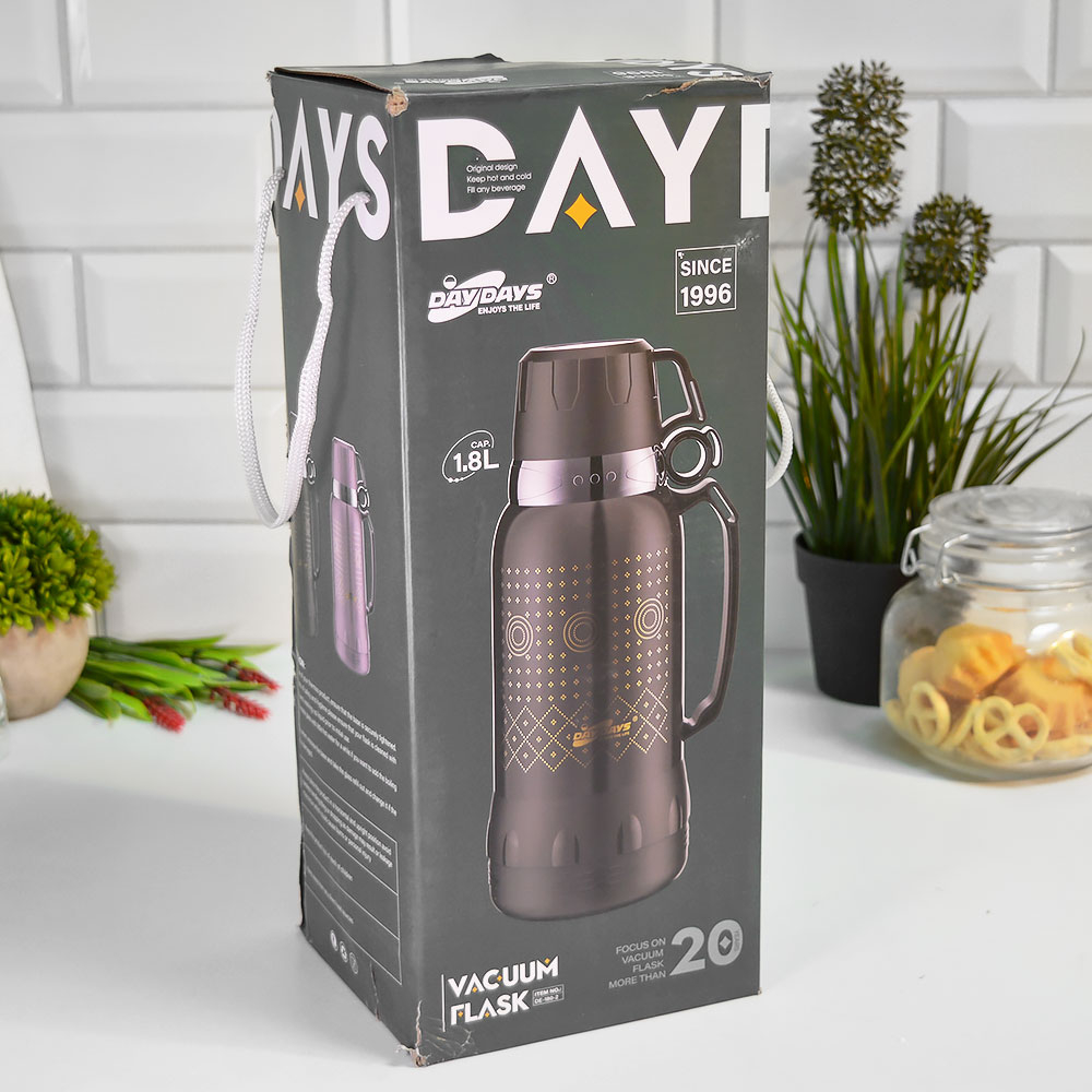 Термос 1,8л пластик, стеклянная колба, DE-180-2