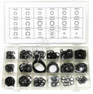 Набор пластик кейс  КОЛЬЦА СТОПОРНЫЕ   225шт (30225) МАЯКАВТО (SNAP RING 2-32мм)