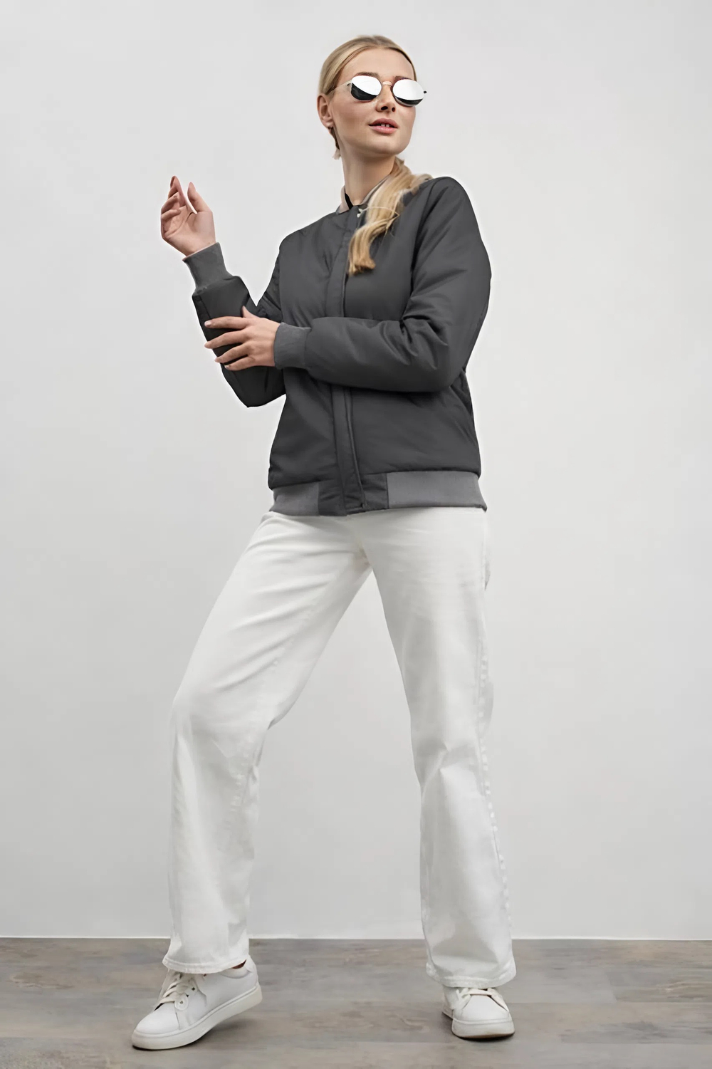 Бомбер женский демисезонный "HN-4" темно-серый