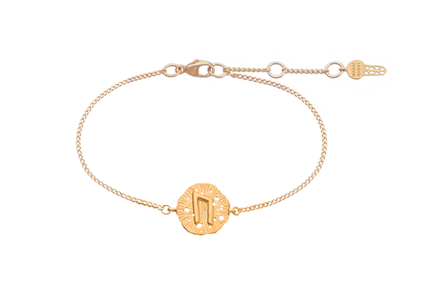 Браслет с руническим медальоном-амулетом Уруз на цепочке, позолота