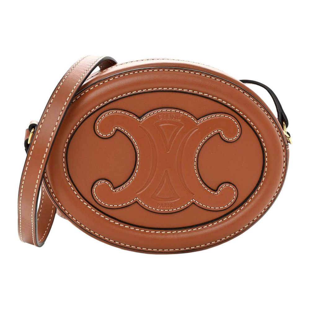 CELINE Cuir Triomphe Smooth Cow Leather Shoulder Bag, Crossbody Bag Women"s Tawny
