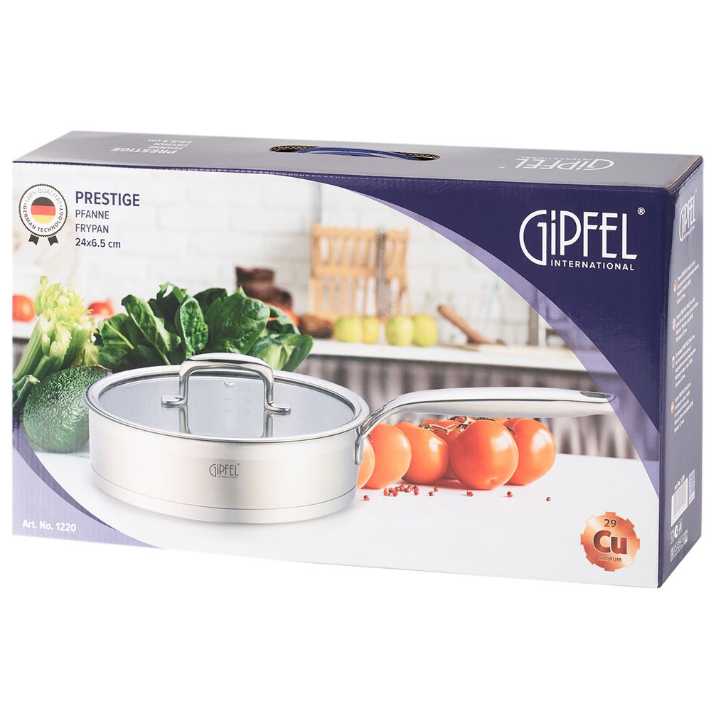 Сковорода-сотейник из нержавеющей стали Gipfel Prestige 1220 24 см/2,7 л