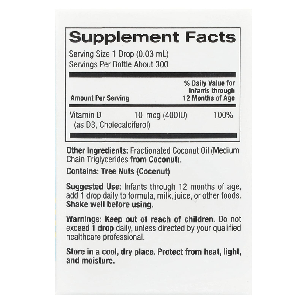 California Gold Nutrition, витамин D3 для детей в каплях, 10 мкг (400 МЕ), 10 мл