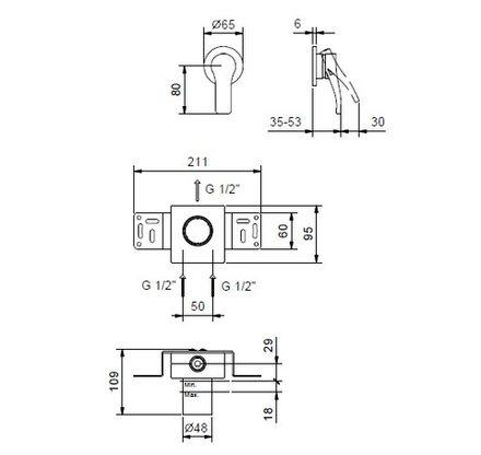 Fantini Lissoni Смеситель для душа (внешняя часть), хром 26 02 B163B
