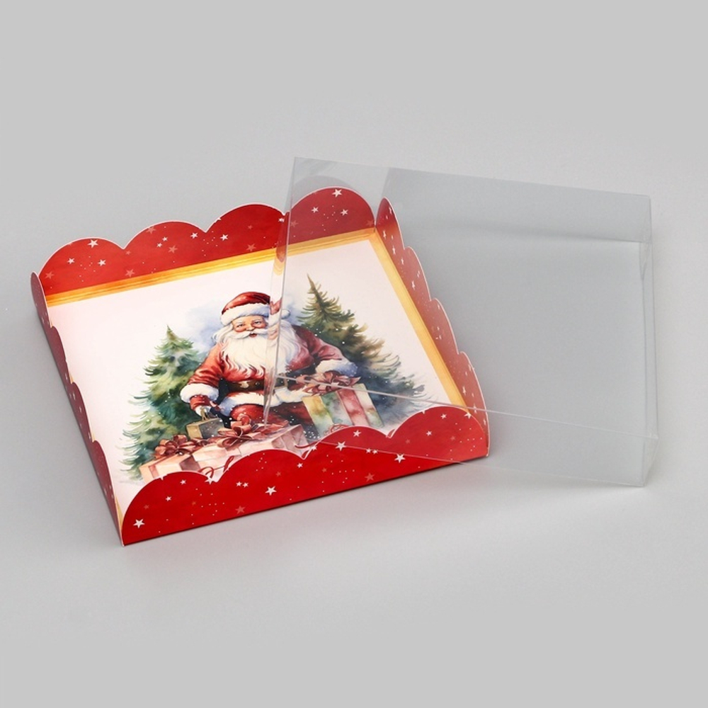 Коробочка для печенья  «С Новым годом. Дед Мороз», 15×15×3 см