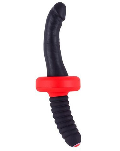 Двусторонний анальный вибромассажёр MENZSTUFF ASS DAGGER COCK - 26 см. (Цвет: черный с красным)