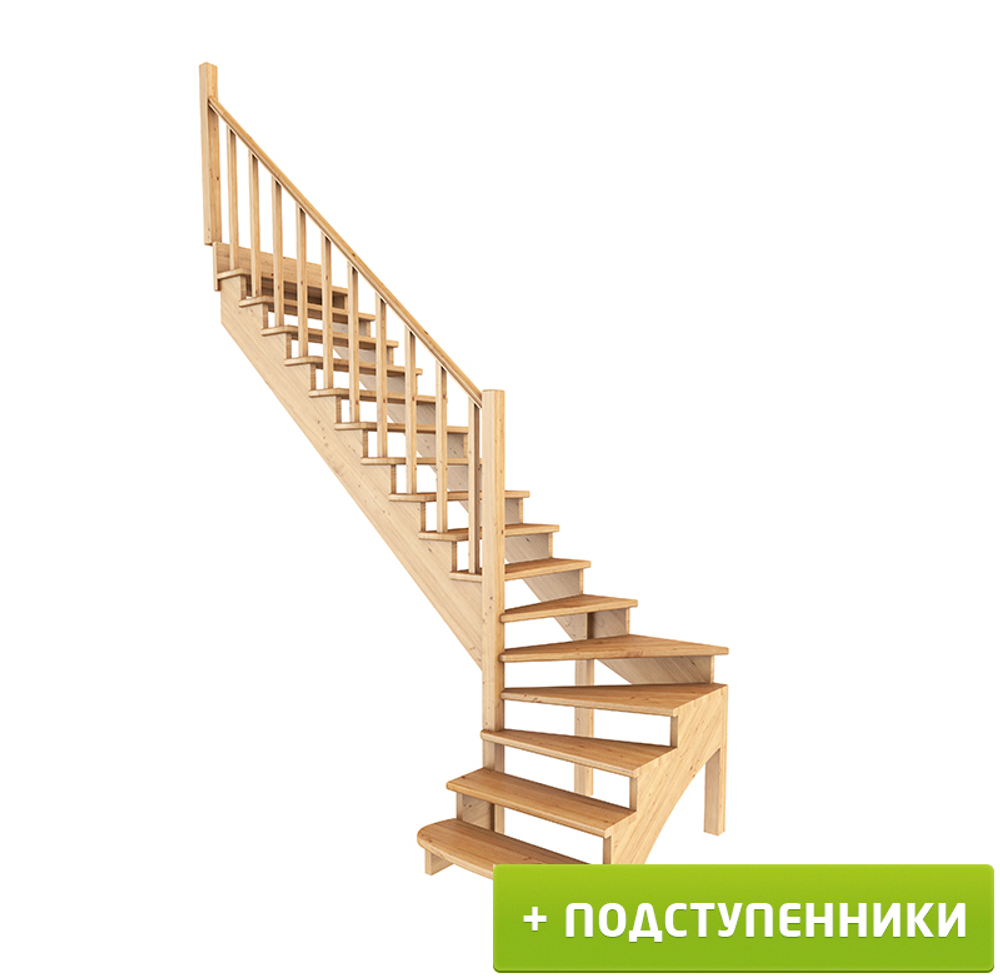 Лестница на второй этаж К-001м/5 Левая c подступенками