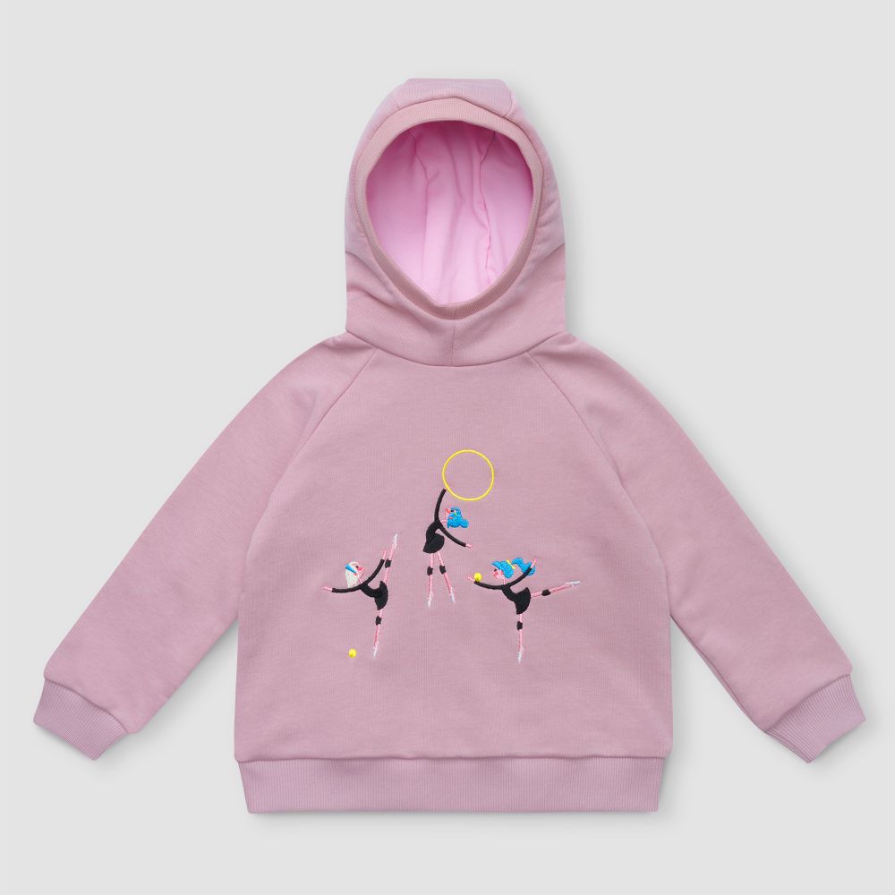 Толстовка цвета пудры с капюшоном "Три грации"