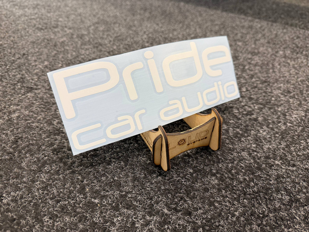 Nalepnica "Pride Car Audio" (22cm x 8cm ; Bela boja)