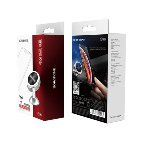 Держатель телефона на панель, магнитный  Platinum  черный (BOROFONE)