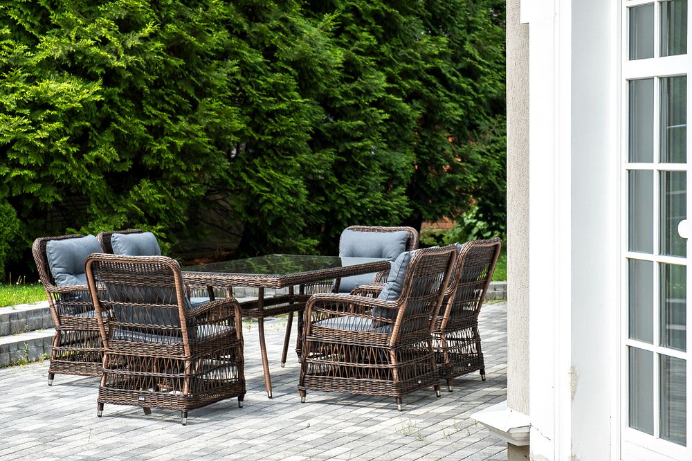 "Цесена" обеденная группа плетеная из искусственного ротанга, цвет коричневый