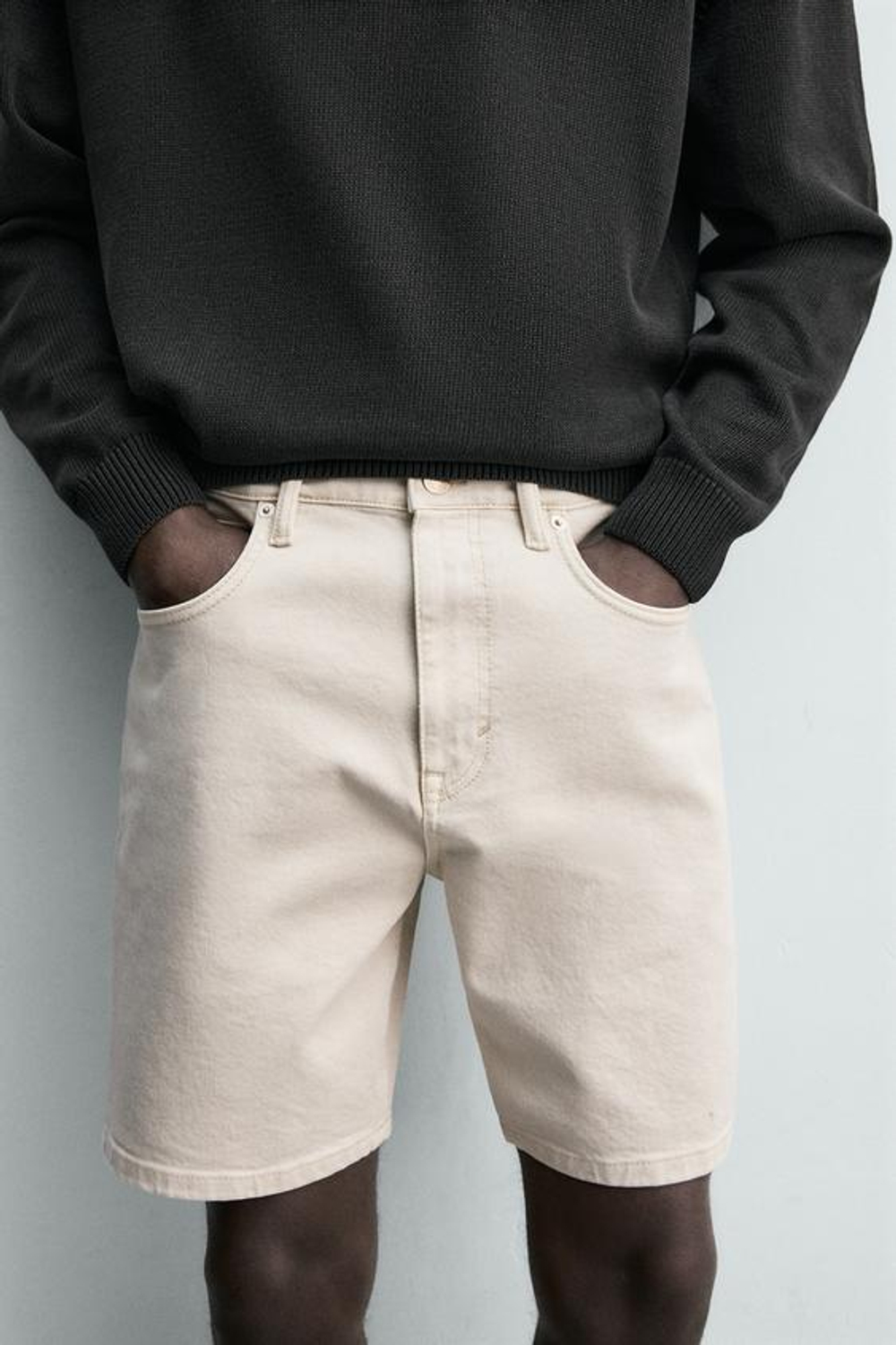 ZARA ДЖИНСОВЫЕ ШОРТЫ REGULAR FIT, ЭКРЮ