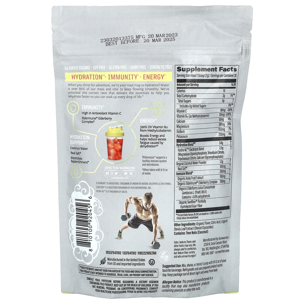 Sunwarrior, Sport, активное увлажнение, со вкусом клубники и лимона, 210 г (7,4 унции)