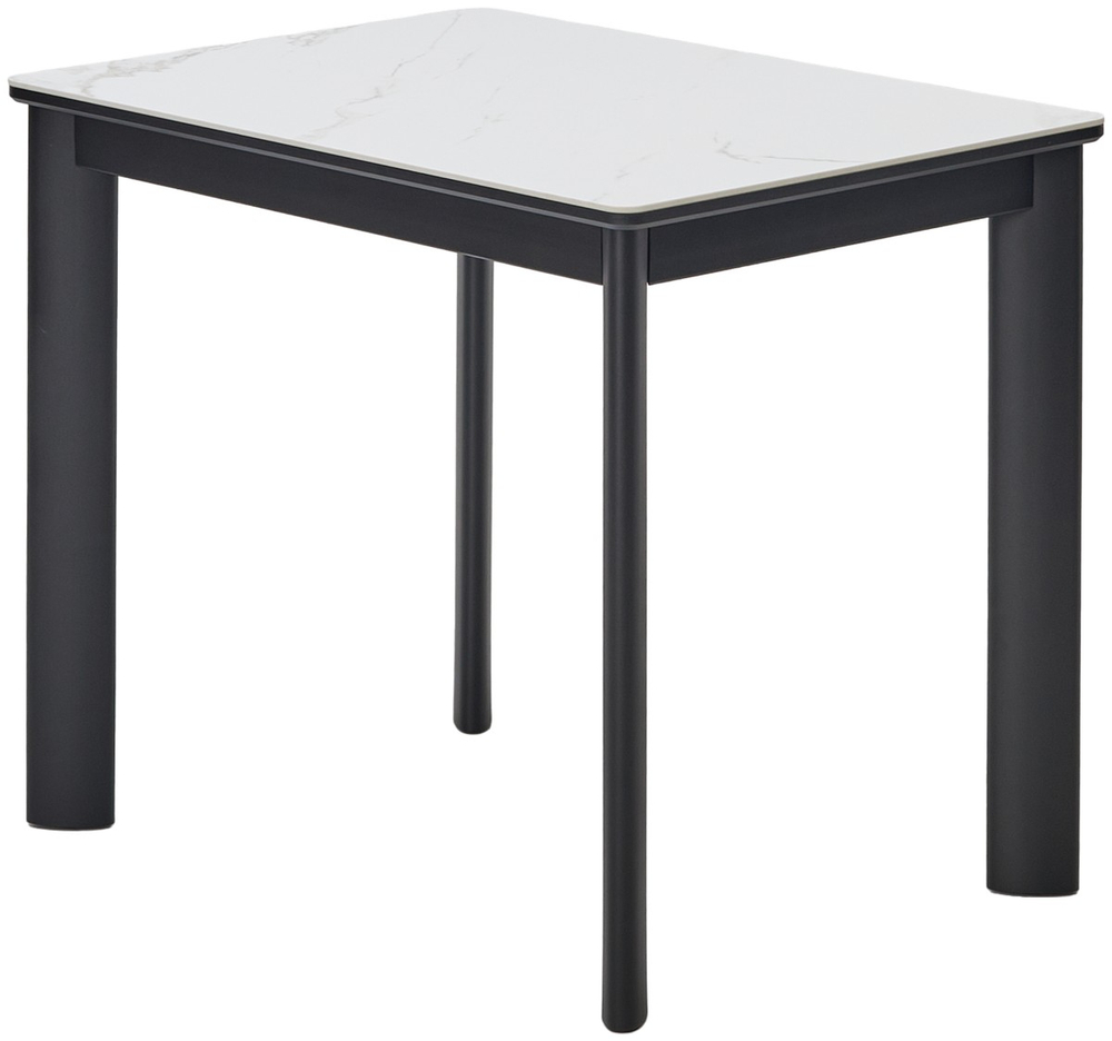 Стол М-City DISAUR Тет-А-Тет 120 Белый мрамор, керамика, Черный каркас