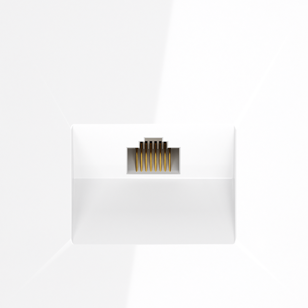 Розетка компьютерная встраиваемая VOLTUM S70 RJ45 кат.6, (белый глянцевый)