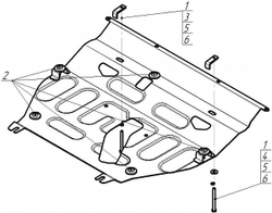 Защита картера Двигателя, КПП. 2 мм, Сталь. для Toyota RAV 4 2010-2013, Toyota Vanguard 2005-2013, Toyota RAV 4 2005-2009 MOTODOR.72535
