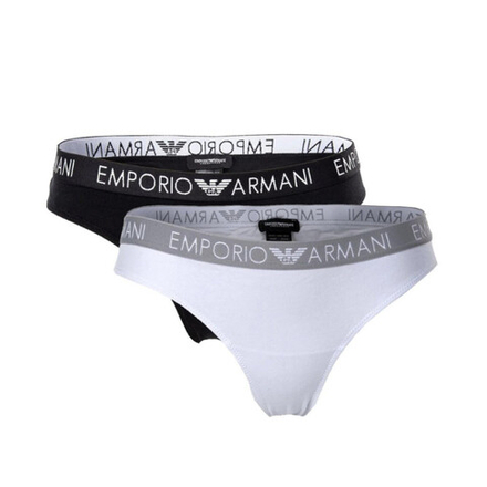 Женские трусы бразилиана набор из 2 штук (белый, черный) Emporio Armani 163337_СС318 00911