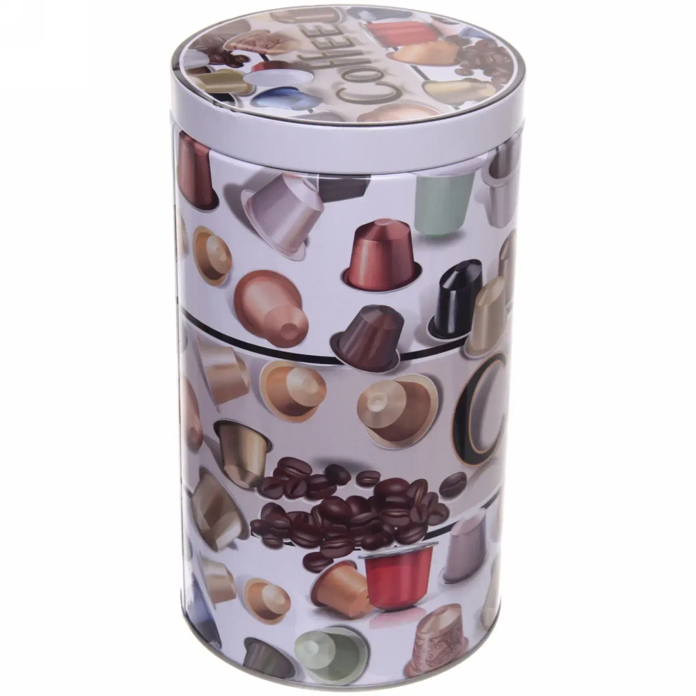 Банка для продуктов металлическая «Coffee» 1800мл круглая