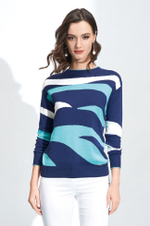 22145 Джемпер женский (синий жаккард)