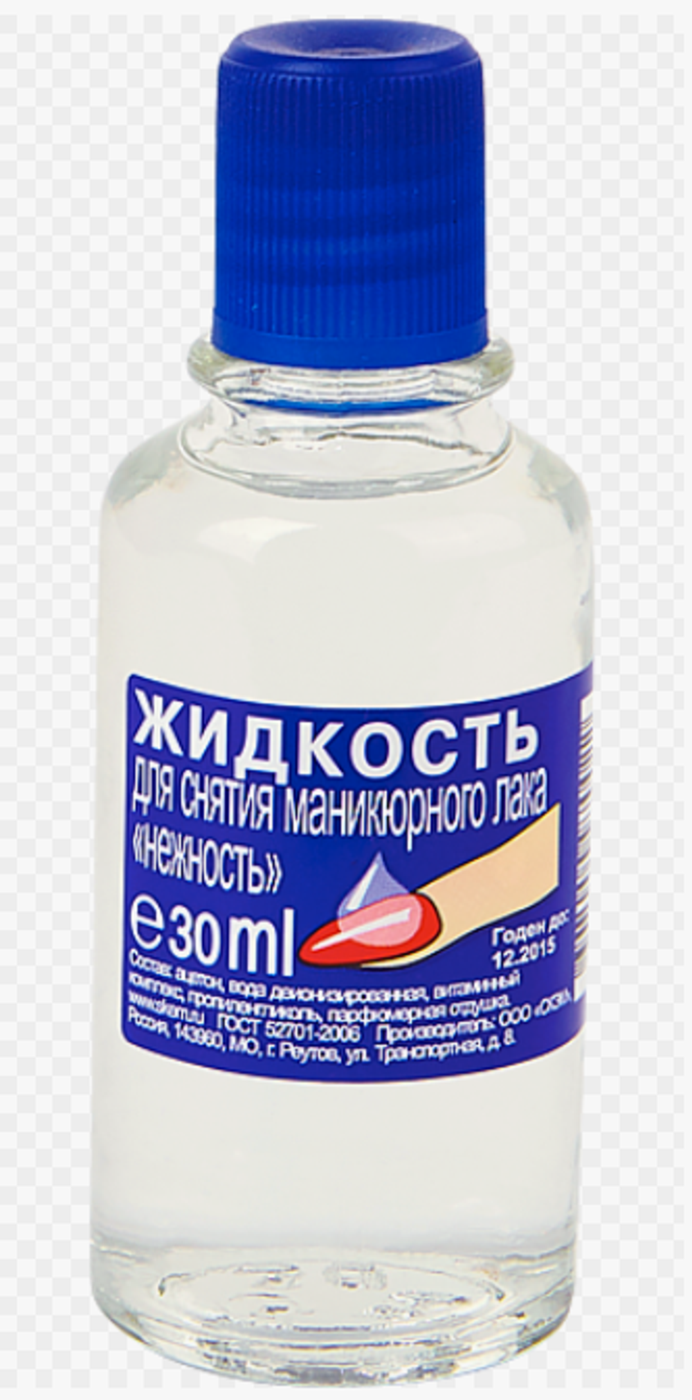 Жидкость д/снятия лака "Нежность" 30мл.стекл.флакон 0022