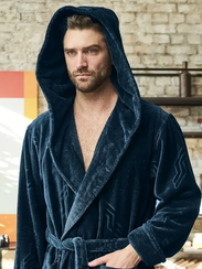 Халат мужской DOMINIC с капюшоном Морская волна "Polens"