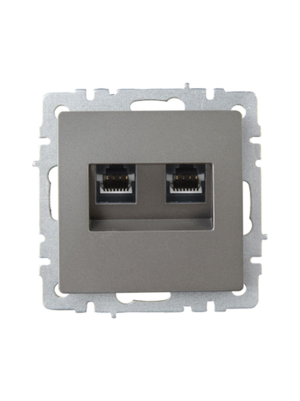 BRITE Розетка компьютерная двойная RJ45 кат.6 РК11-2-БрС сталь IEK