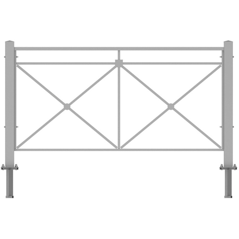 Пешеходное ограждение ПО-1 Крест тип 2 (секция + стойка), стойка 60х60 съемная, порошковая окраска