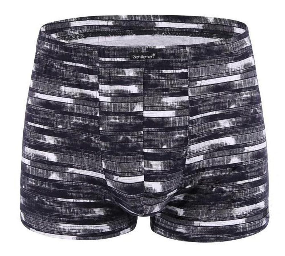 Мужские трусы-боксеры облегающего кроя с принтом в виде дощечек (Размер: L) (Цвет: черный)