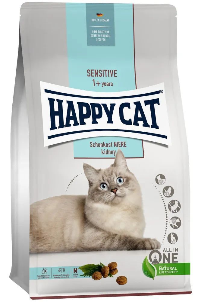 Сухой корм Happy Cat Sensitive Schonkost Niere повседневный для кошек всех пород при заболеваниях почек 1,3 кг