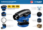 ЗУБР ОУ-32, 120 м, оптический нивелир, Профессионал (34917)