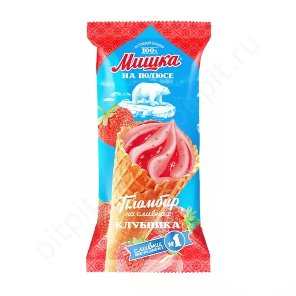 Мороженое Мишка на полюсе Клубника Рожок 110 гр