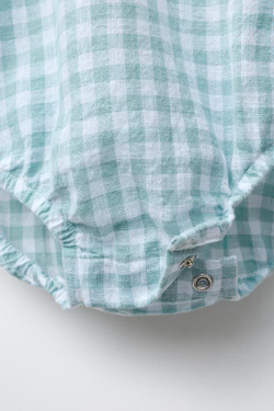 ZARA БОДИ В КЛЕТКУ ВИШИ, ЦВЕТ МОРСКОЙ ВОЛНЫ